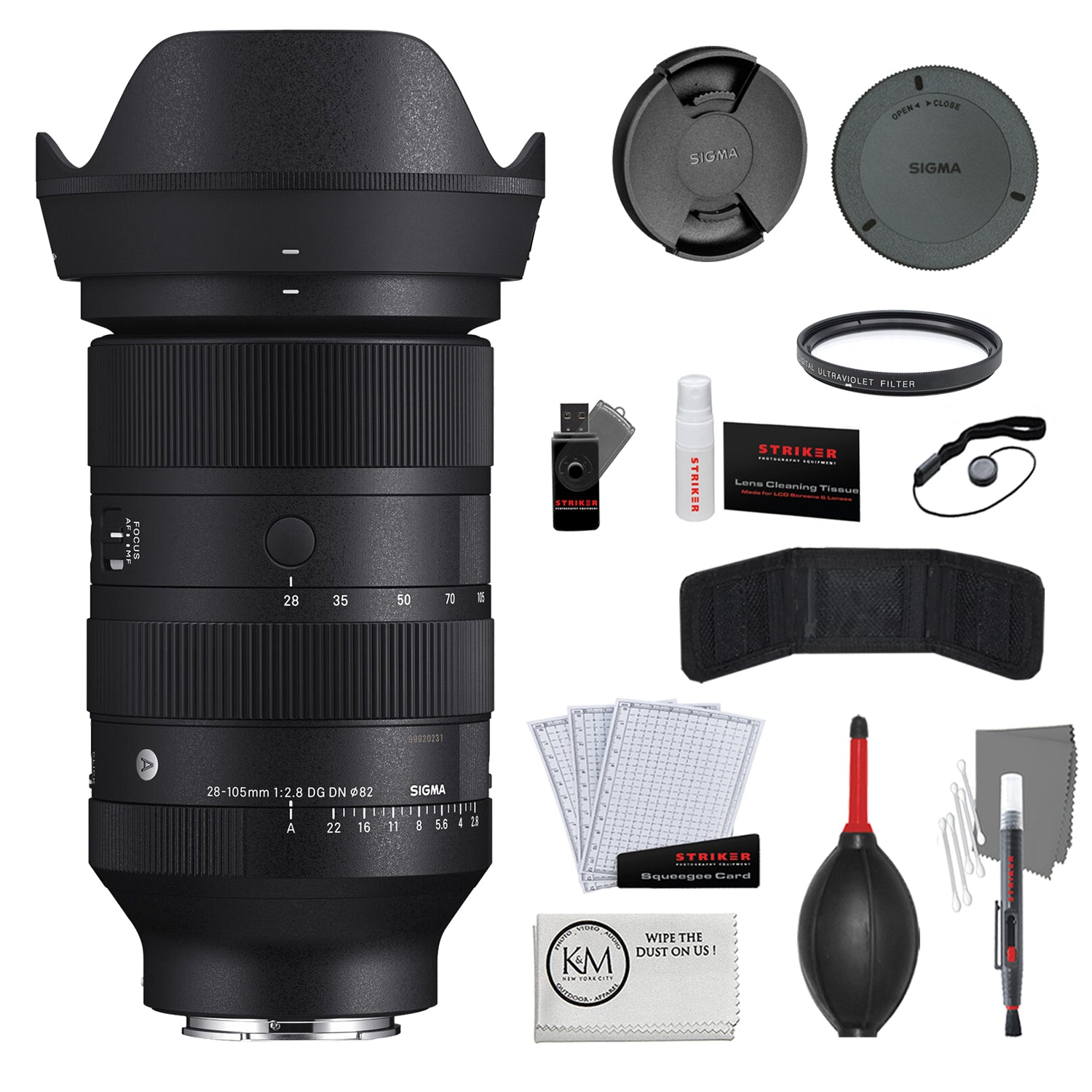 Sigma 28-105mm f/2.8 DG DN Art Lens | Sony E Bundled with UV Filter + Photo Starter Kit + Microfiber Cleaning Cloth (4 Items)