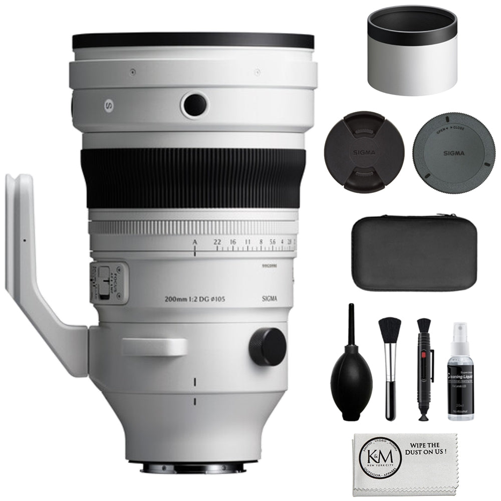 Sigma 200mm f/2 DG OS Sports Lens Compatible with L Mount (Full Frame) Bundle with Cleaning Kit + Cleaning Cloth (3 Items)