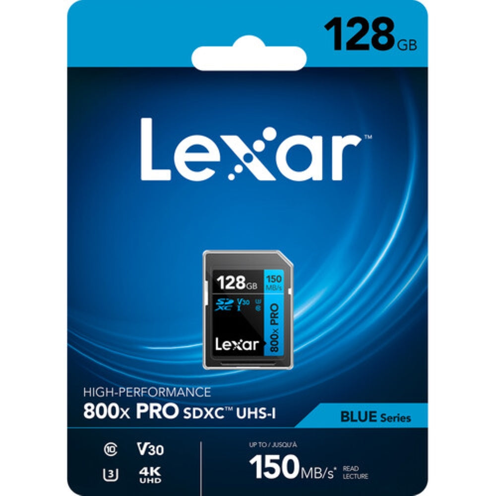 Lexar 128GB High-Performance 800x PRO UHS-I SDXC Memory Card | BLUE Series