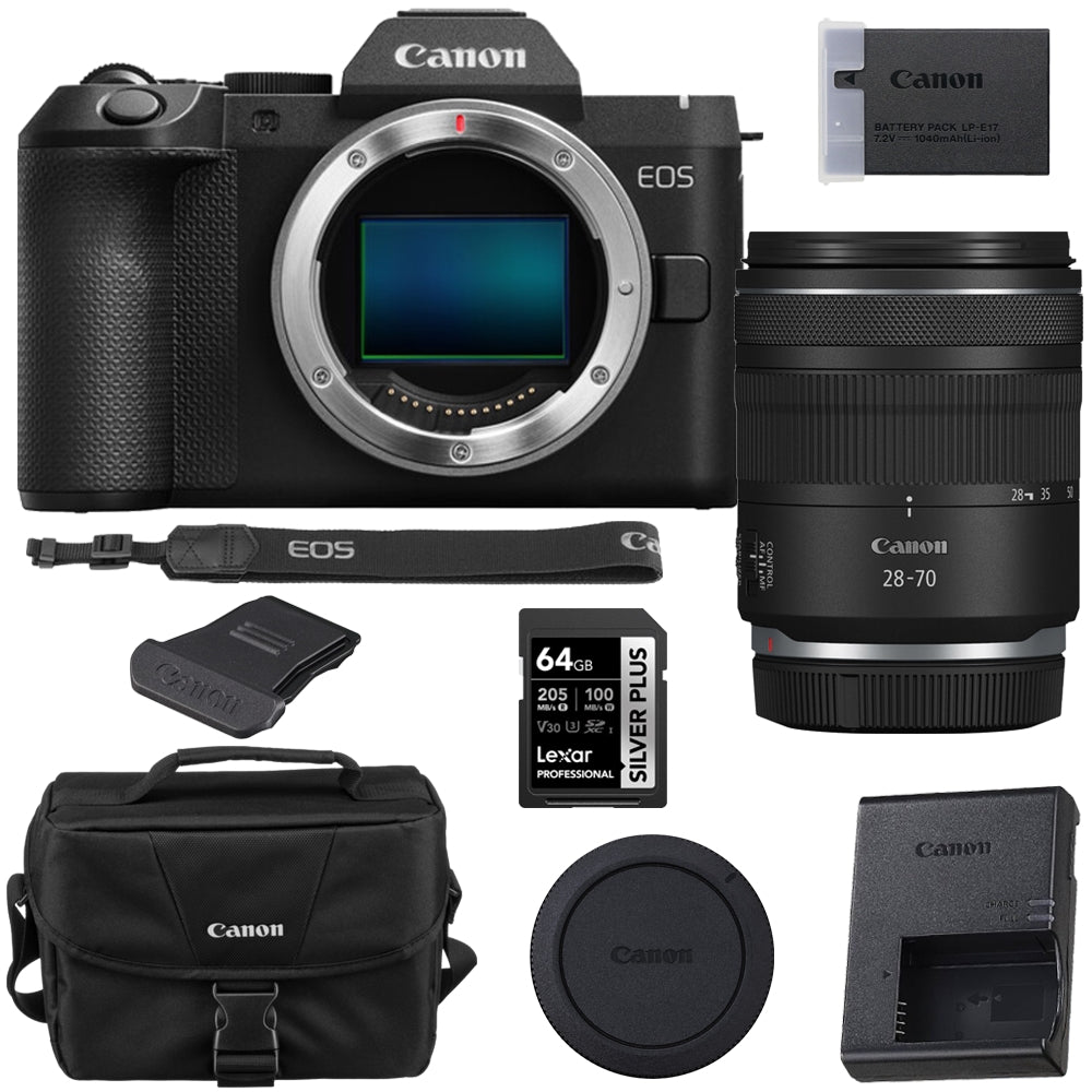 Canon EOS R8 Mark II Mirrorless Camera with Canon RF 28-70mm f/2.8 IS STM Lens + 64GB Memory Card + 200ES Camera Bag