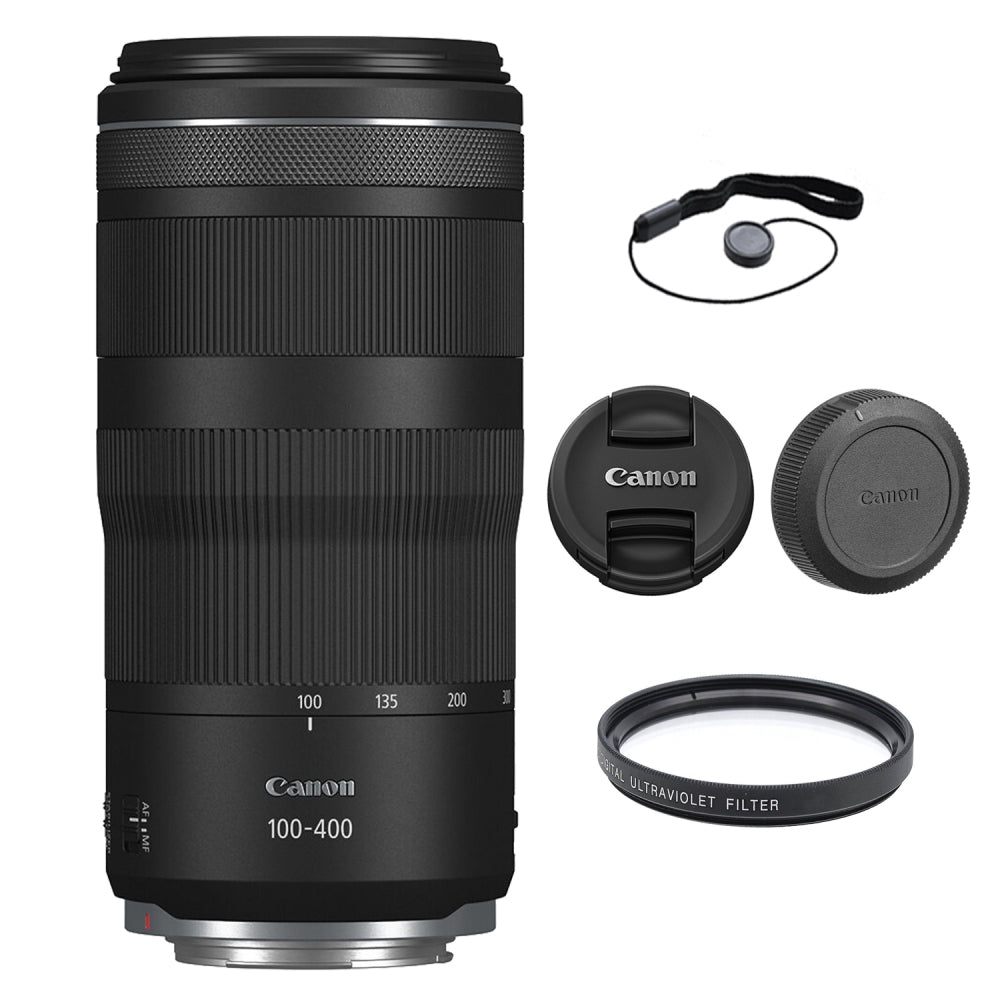 Canon RF 100-400mm f/5.6-8 IS USM Lens Bundle with 67mm UV Filter and Lens Cap Keeper (3 Items)