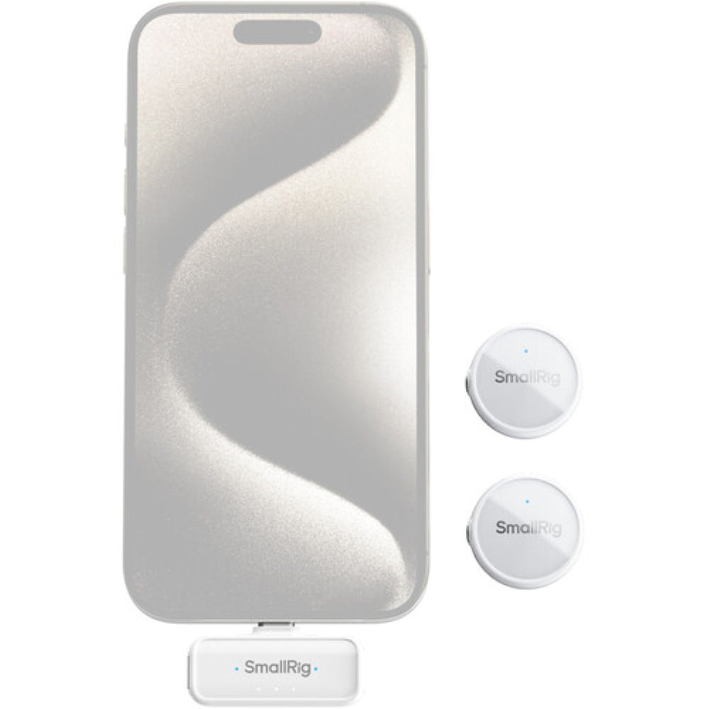 SmallRig S 60 2-Person Wireless Microphone System with USB-C Connector for Mobile Devices | 2.4 GHz, White