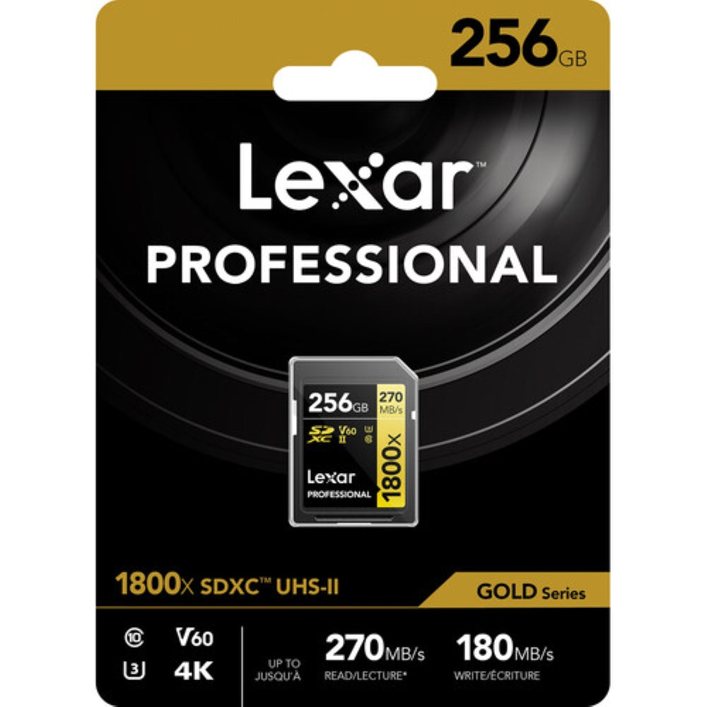 Lexar 256GB Professional 1800x UHS-II SDXC Memory Card | GOLD Series