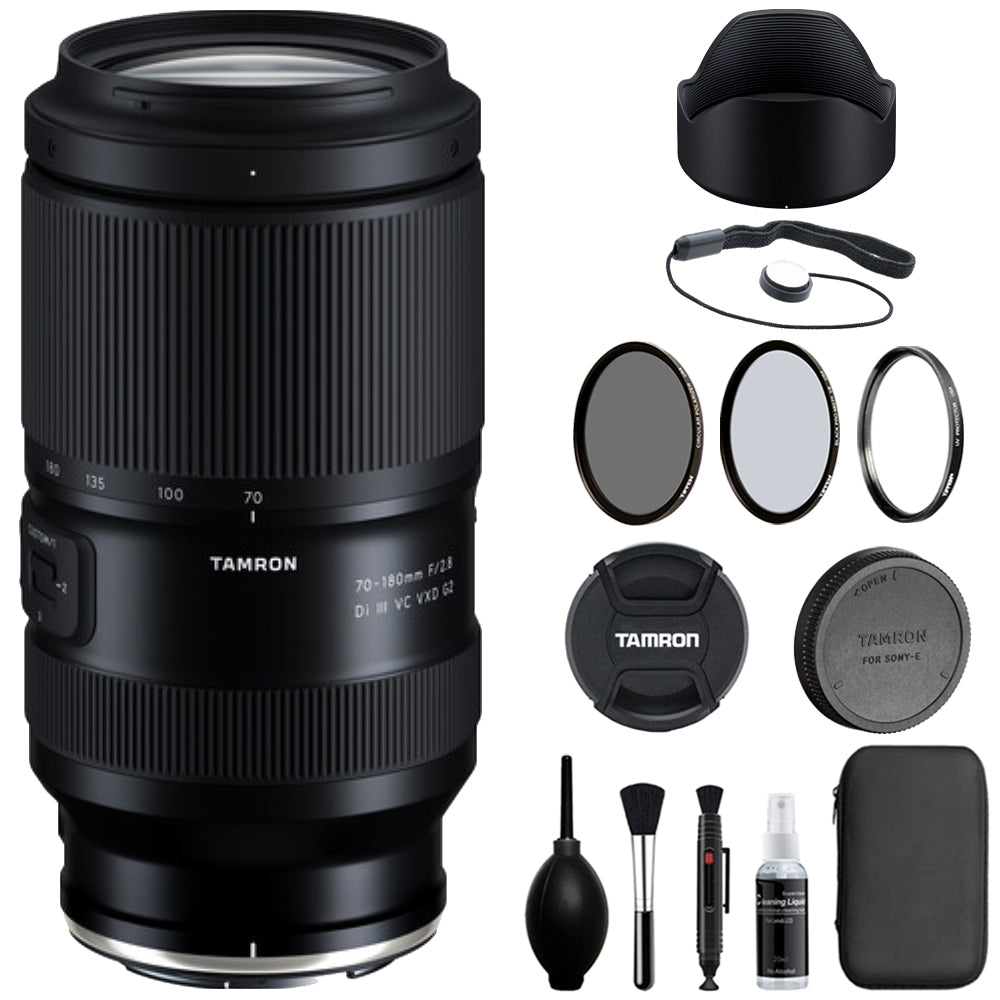 Tamron 70-180mm f/2.8 Di III VC VXD G2 Lens Compatible with Z Mount (Full Frame) Bundle with Tiffen Filter Set + Lens Cap Keeper + Cleaning Kit + Cleaning Cloth (5 Items)