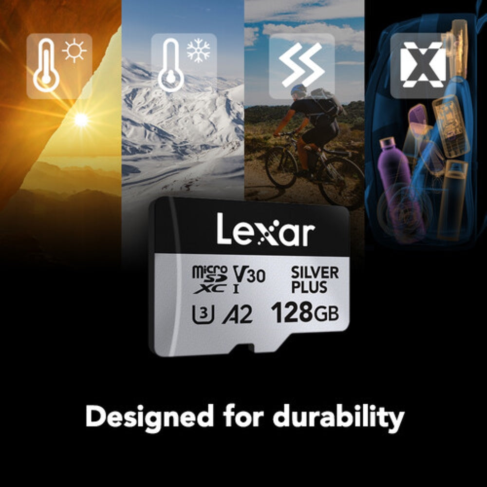 Lexar 128GB Professional SILVER PLUS UHS-I microSDXC Memory Card with SD Adapter