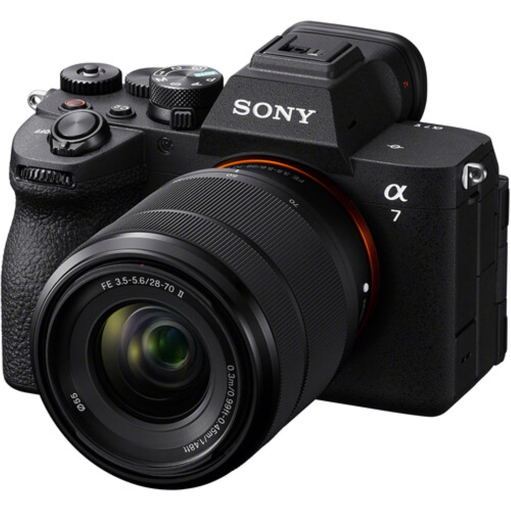 Sony a7 V Mirrorless Camera with 28-70mm II Lens Bundle with Tamron 70-300mm F/4.5-6.3 Di III RXD Lens + UV Filters + 64GB Card + Card Reader + Cleaning Kit + Camera Bag + Cleaning Cloth (14 Items)