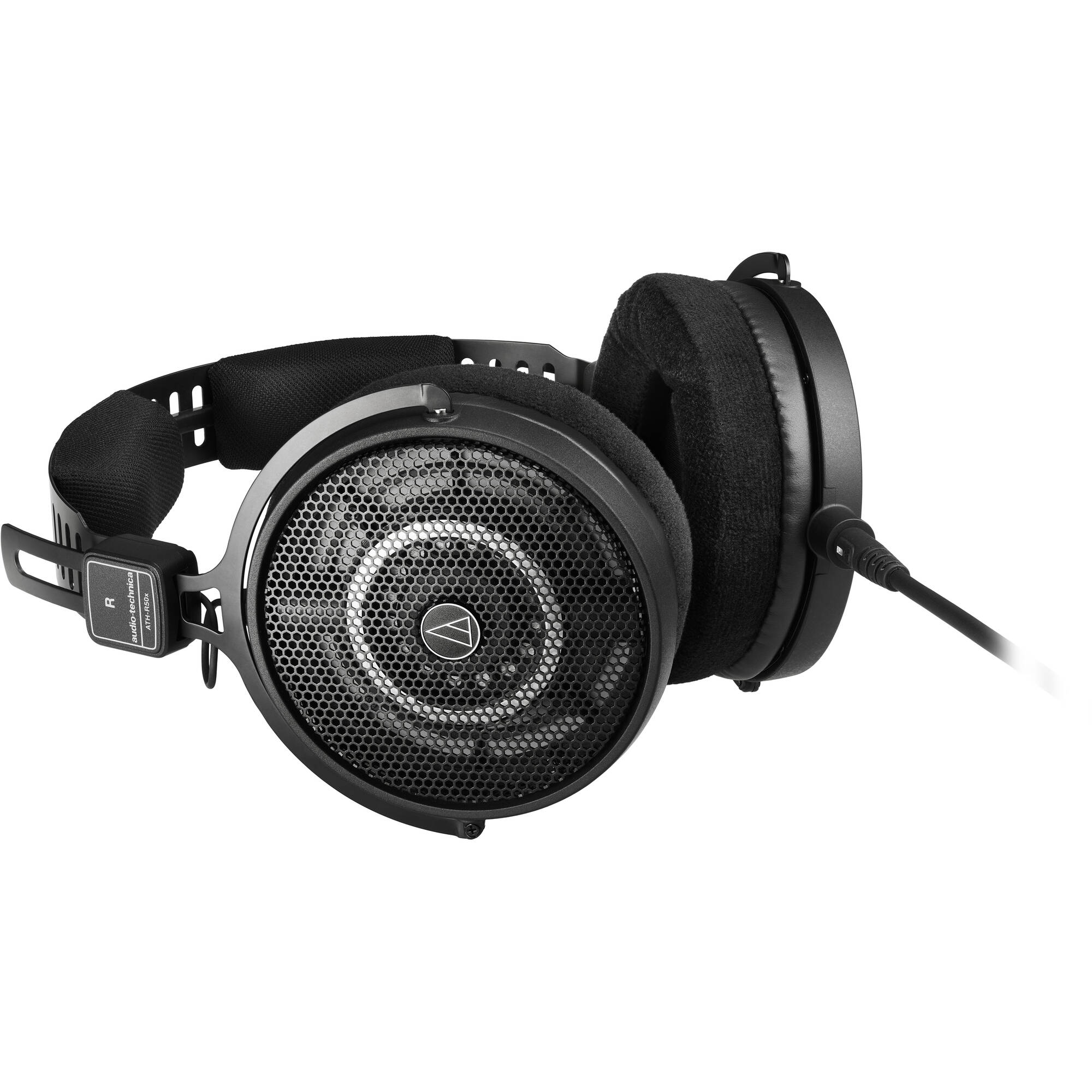 Audio-Technica ATH-R50x Open-Back Reference Headphones with Full-Sized Hard Headphone Case + Headphones Stand & Cloth (4 Items)