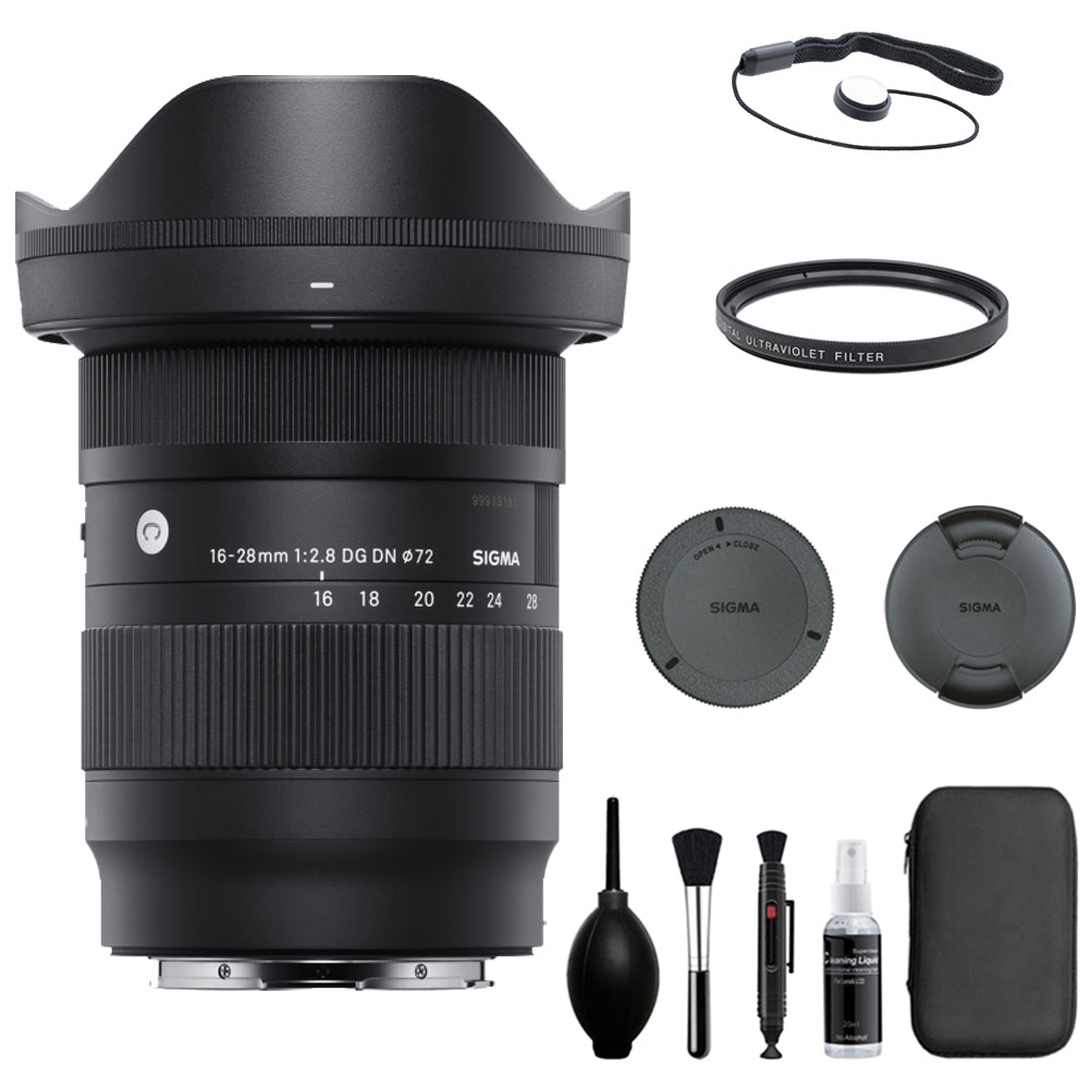 Sigma 16-28mm f/2.8 DG DN Contemporary Lens Compatible with Leica L Mount (FULL FRAME) Bundle with 72mm Filter + Lens Cap Keeper + Deluxe Cleaning Kit + Cleaning Cloth (5 Items)