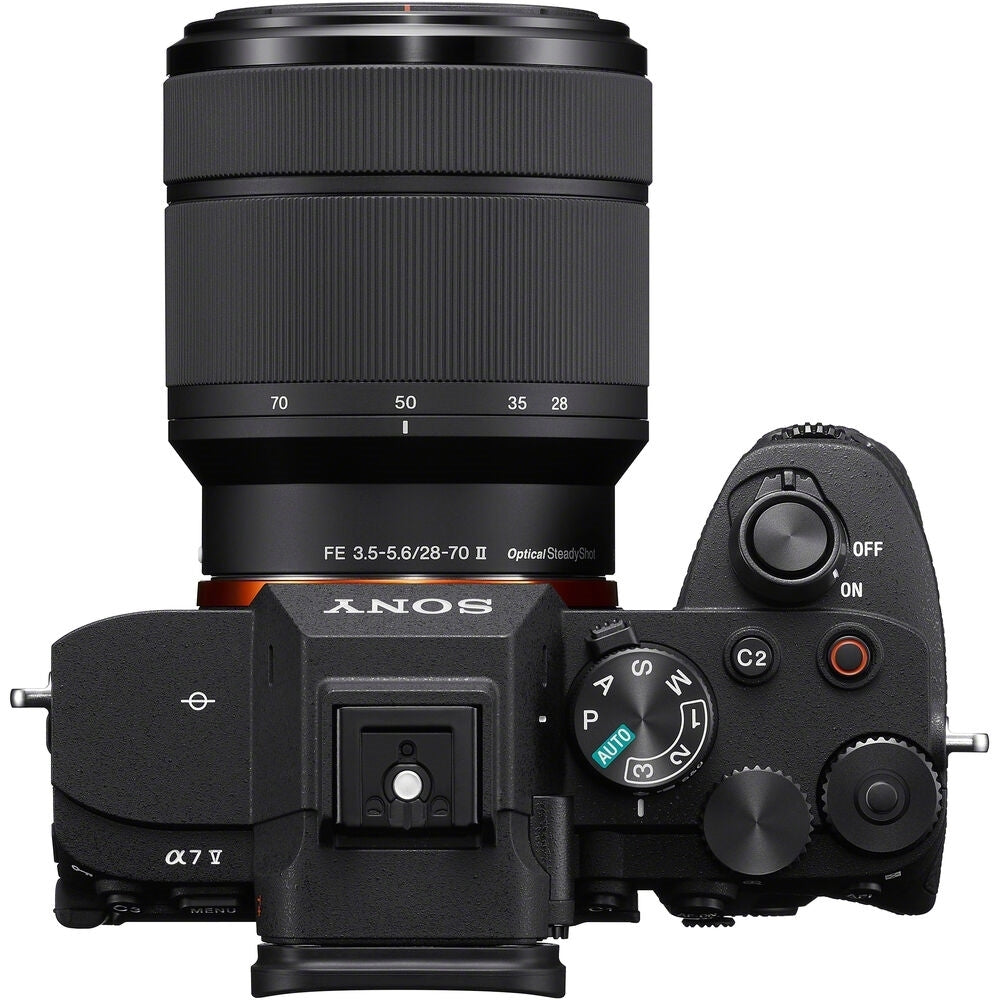 Sony a7 V Mirrorless Camera with 28-70mm II Lens Bundle with Tamron 70-300mm F/4.5-6.3 Di III RXD Lens + UV Filters + 64GB Card + Card Reader + Cleaning Kit + Camera Bag + Cleaning Cloth (14 Items)