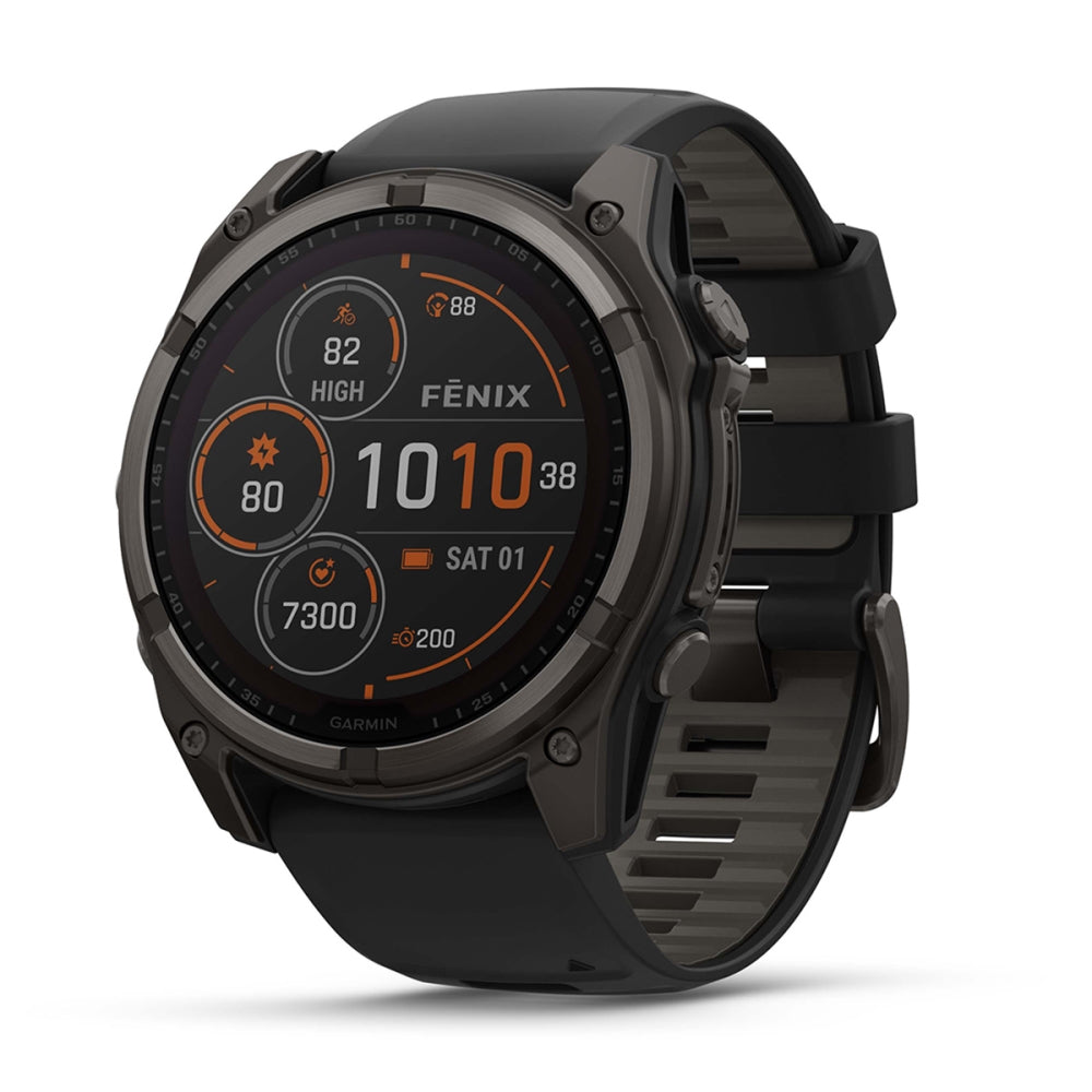 Garmin fenix 8 Solar 51mm Smartwatch | Carbon Gray with Black/Pebble Gray Band