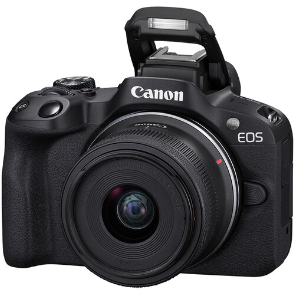 Canon EOS R50 Mirrorless Camera with 18-45mm and 75-300mm Lens (Black) Bundle with 64GB Memory Card + Canon 200ES EOS Shoulder Bag (4 Items)