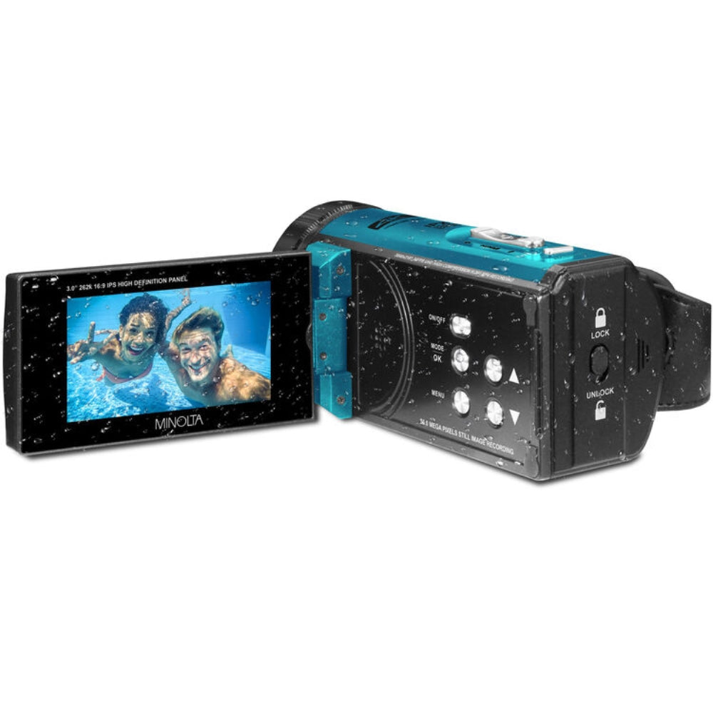 Minolta MN4K300WP UHD 4K Waterproof Camera | Blue