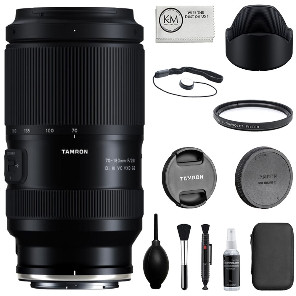 Tamron 70-180mm f/2.8 Di III VC VXD G2 Lens Compatible with Nikon Z Mount Bundle with UV Filter + Lens Cap Keeper + Cleaning Kit + Cleaning Cloth (5 Items)
