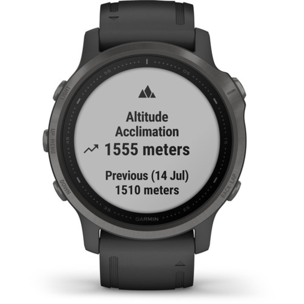 Garmin fenix 6S Multisport GPS Smartwatch | 42mm, Sapphire, Carbon Gray DLC / Black Band