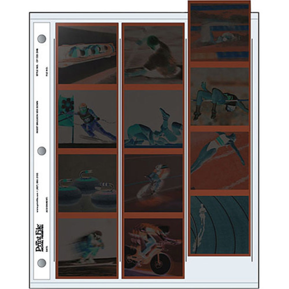 Print File 120 Size Archival Storage Pages for Negatives | 3-Strips of 4-Frames, 100 Pack