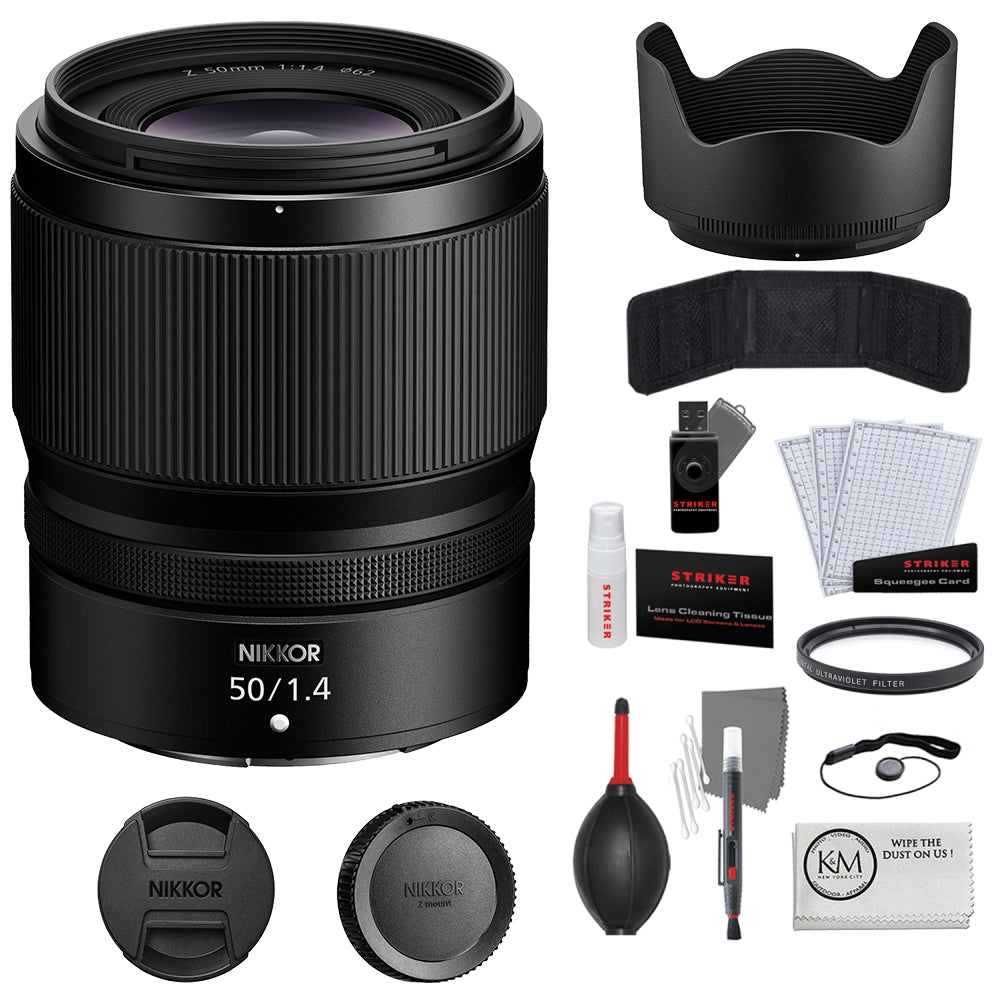 Nikon NIKKOR Z 50mm f/1.4 Lens | Nikon Z Bundled with UV Filter + Photo Starter Kit + Cleaning Cloth (4 Items)