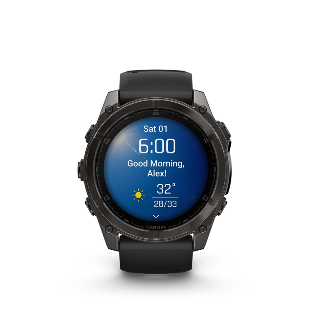 Garmin fenix 8 Sapphire 51mm AMOLED GPS Smartwatch | Carbon Gray with Black/Pebble Gray Band