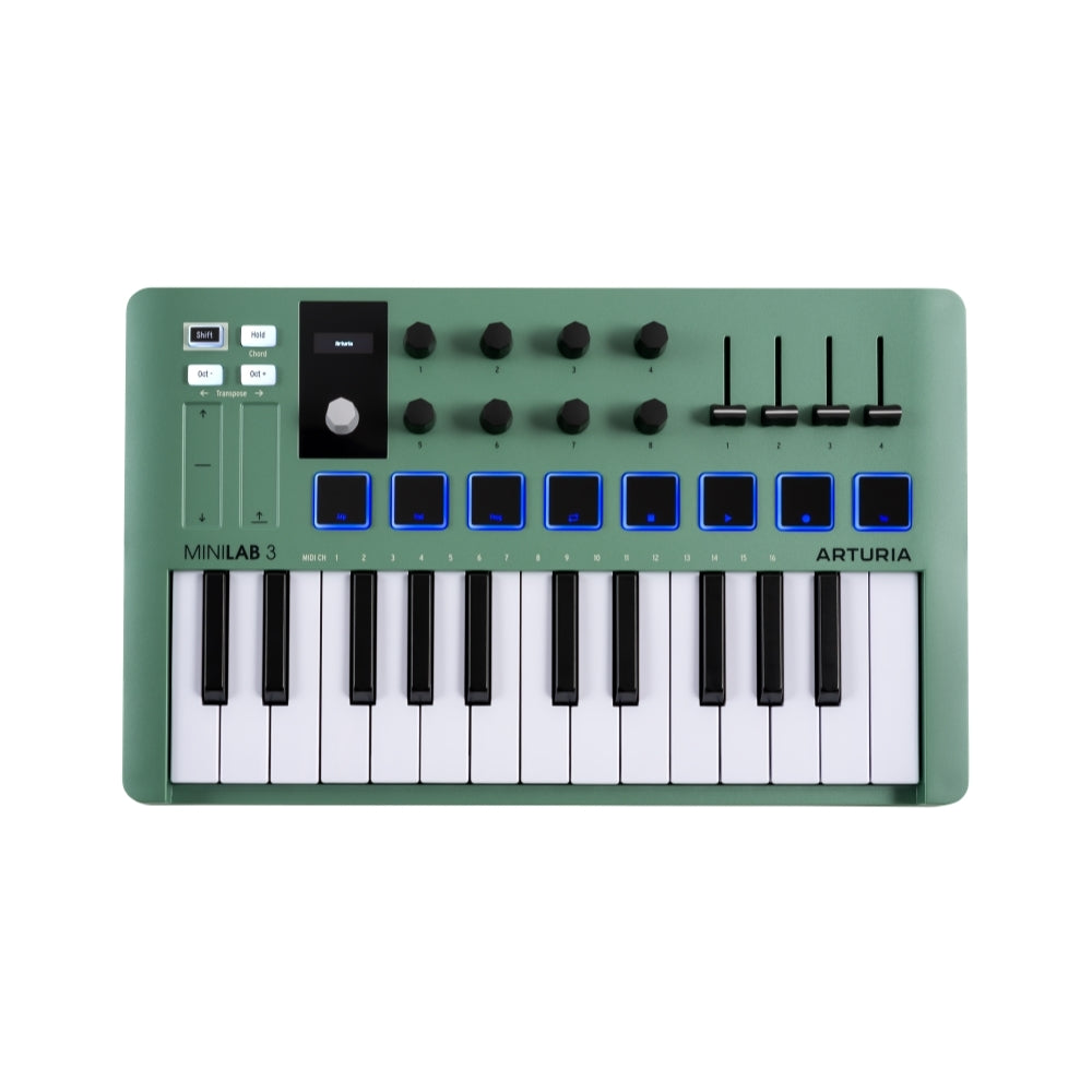 Arturia MiniLab 3 Compact MIDI Keyboard and Pad Controller (Mint Green) Bundled with MIDI Cable + Microfiber Cleaning Cloth (3 Items)