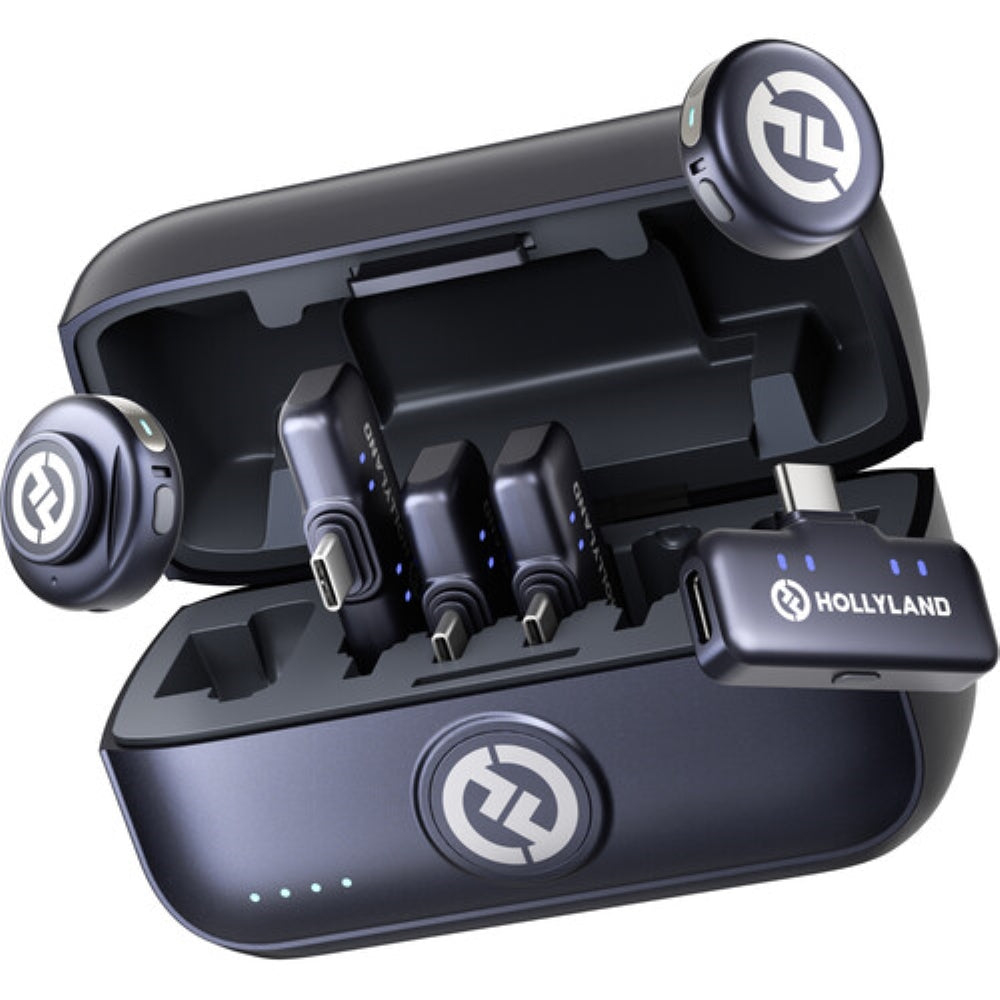 Hollyland LARK M3 Combo 2TX&4RX Wireless Microphone System with 2 Clip-On Mic/Transmitters & 4 USB Receivers | 2.4 GHz