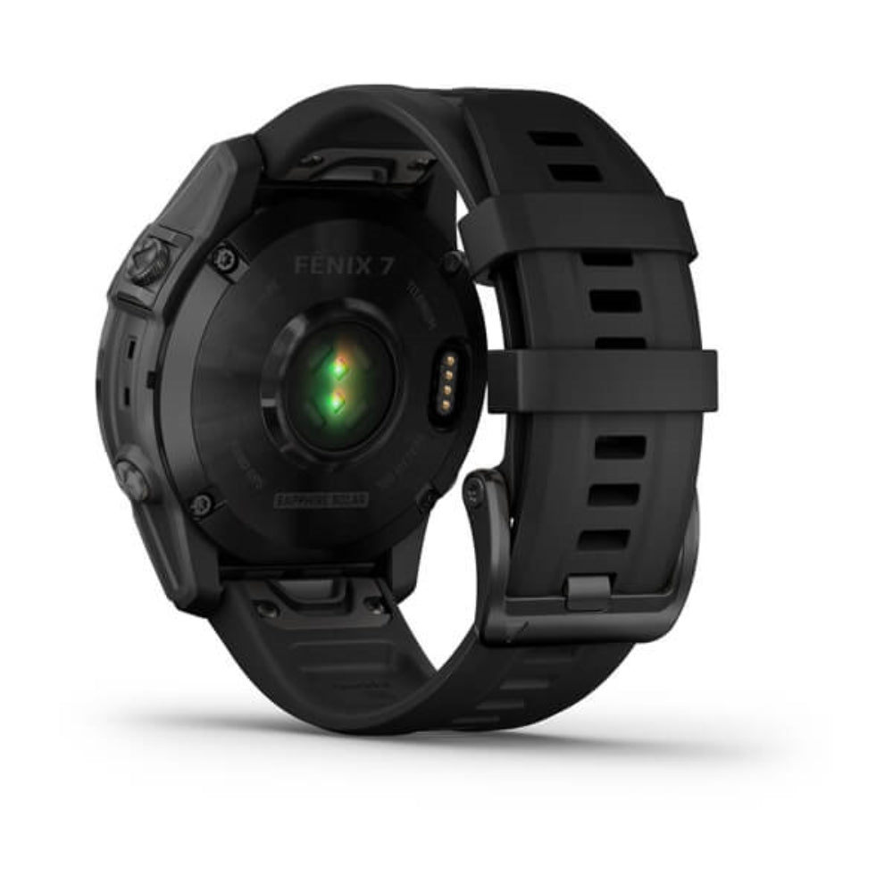 Garmin fenix 7 Sapphire Solar GPS Watch | Black DLC Titanium with Black Band