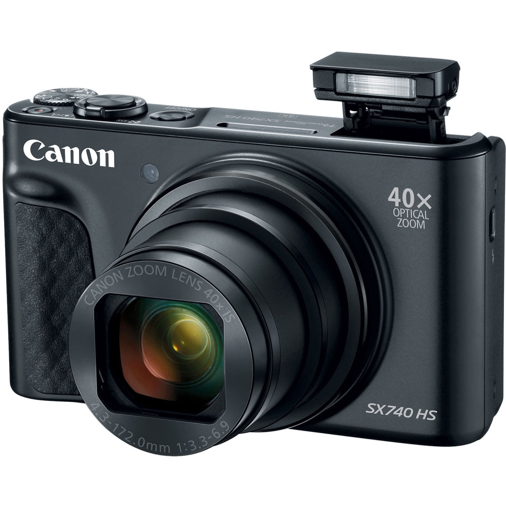 Canon PowerShot SX740 HS Digital Camera | Black Bundled with 64GB Memory Card + Digital Camera Pouch + Cleaning Kit - Blower, Lens Pen, Brush & Case (4 Items)