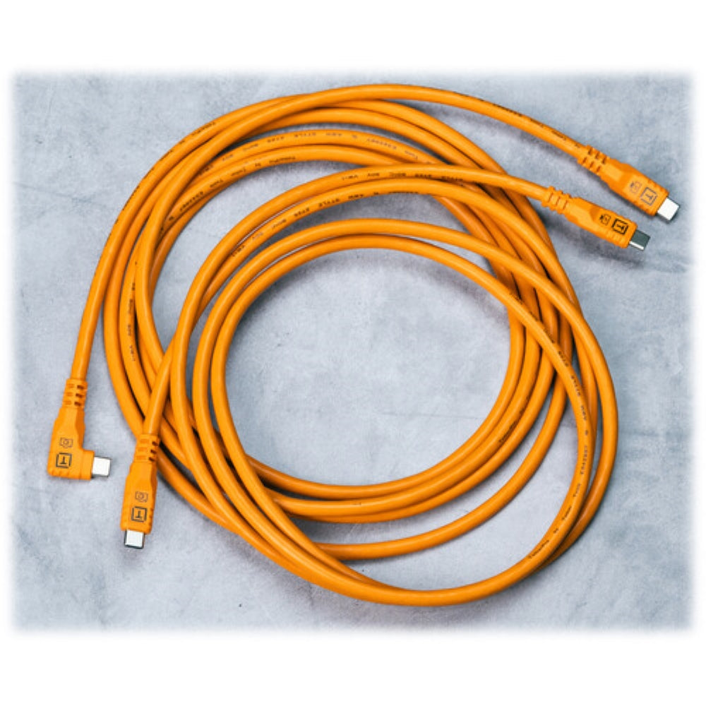 Tether Tools TetherPro Optima USB-C Cable | 6', High-Visibility Orange, Right-Angle