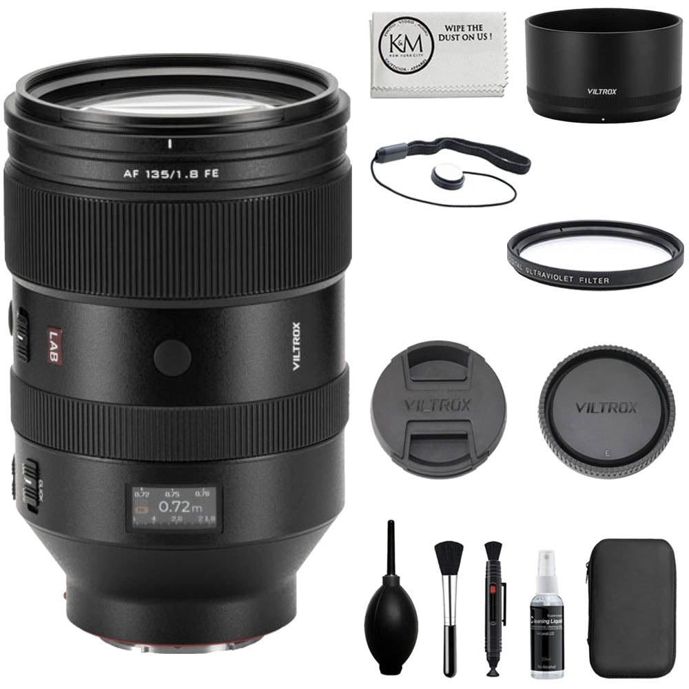 Viltrox AF 135mm f/1.8 LAB FE Lens Compatible with Sony E Mount Bundle with UV Filter + Lens Cap Keeper + Cleaning Kit + Cleaning Cloth (5 Items)