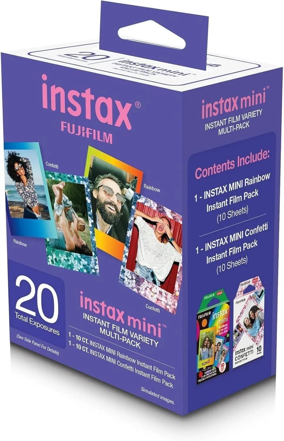 Fujifilm Instax Mini Film 20 count Value Pack 10 Rainbow 10 Confetti