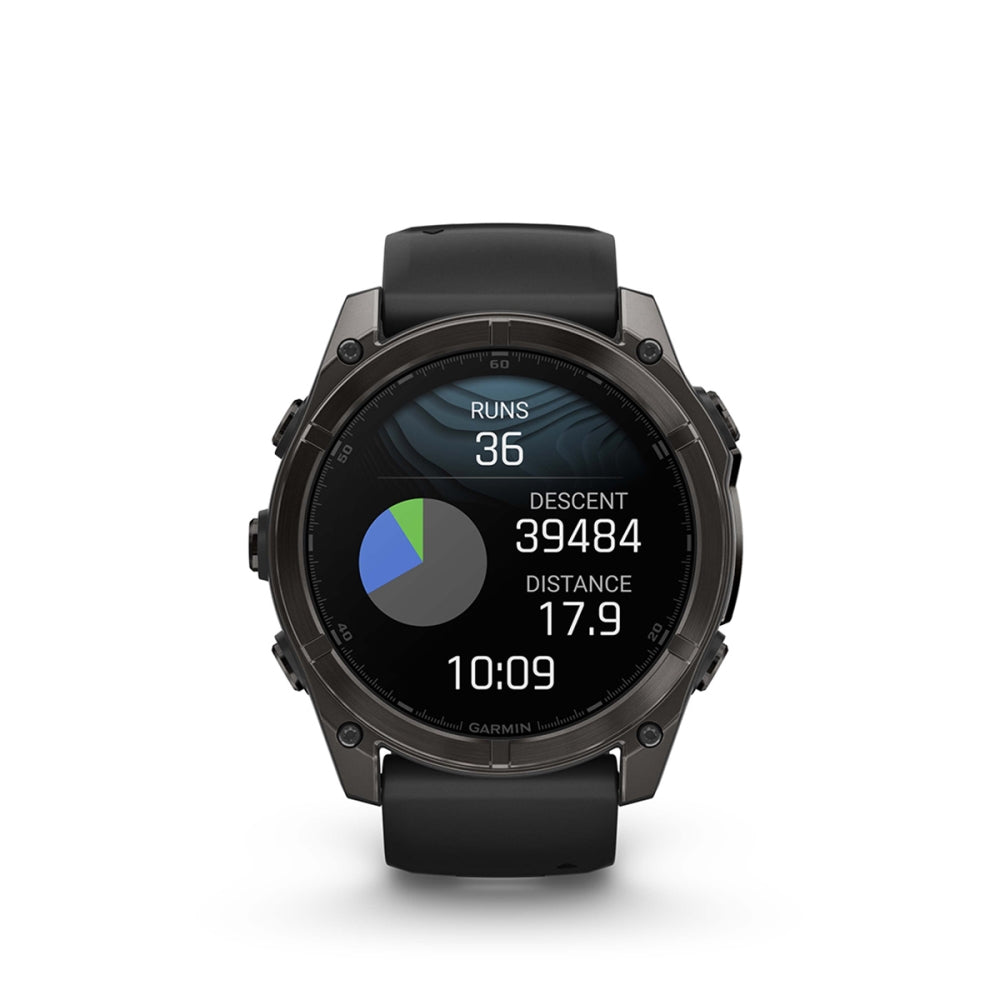 Garmin fenix 8 Sapphire 47mm AMOLED GPS Smartwatch | Carbon Gray with Black/Pebble Gray Band