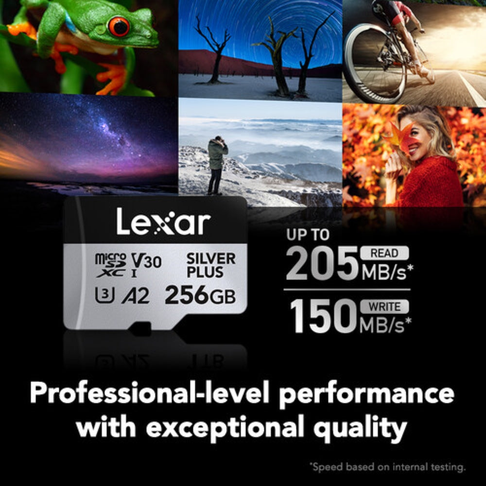 Lexar 256GB Professional SILVER PLUS UHS-I microSDXC Memory Card with SD Adapter