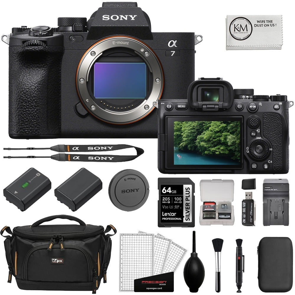 Sony Alpha a7 IV Mirrorless Digital Camera (Body Only) Bundled with 64GB Memory Card + Extra Battery + Battery Charger + Deluxe Cleaning Kit - Blower, Lens Pen, Brush & Case + Camera Bag