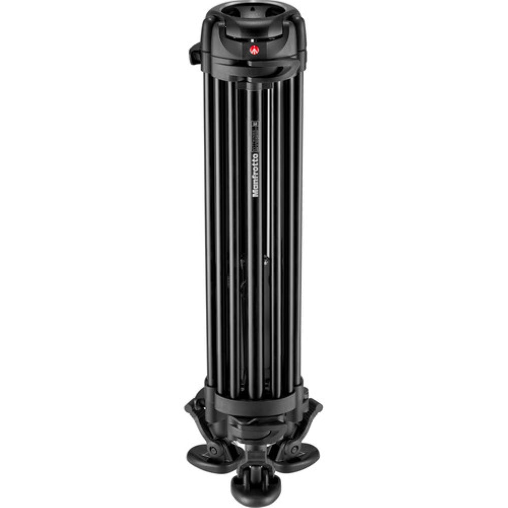 Manfrotto 608 Nitrotech Fluid Video Head and Aluminum Twin Leg Tripod with Middle Spreader