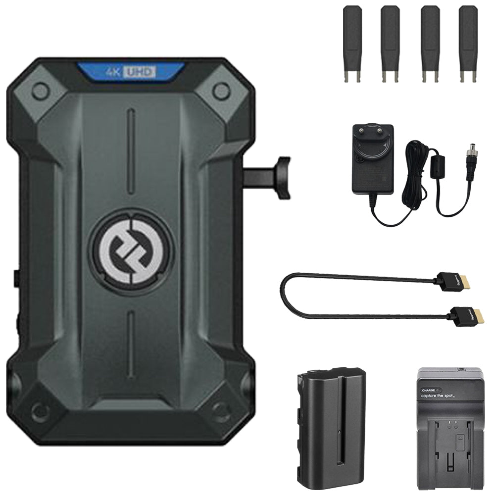 Hollyland Pyro Ultra 4K HDMI/SDI Wireless Video Receiver Bundle with Battery + Battery Charger + 1.8ft 4K HDMI Cable + Cleaning Cloth (5 Items)