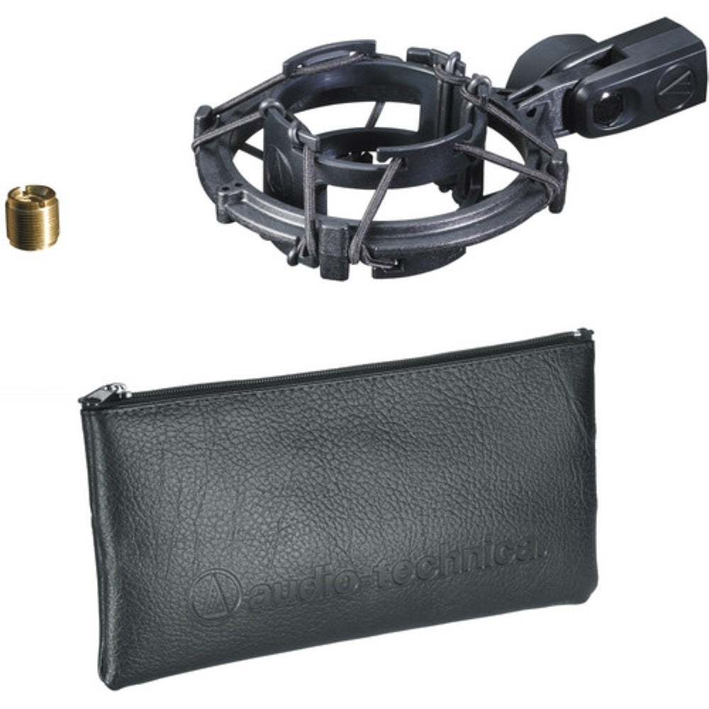 Audio-Technica AT2035 Cardioid Condenser Microphone Bundle with Audio Interface + Studio Headphones + Microphone Arm + Pop Filter + XLR Cable + Cleaning Cloth (7 Items)