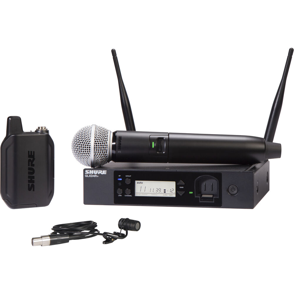 Shure GLXD124R+ Dual-Band Wireless Combo Rack System | Z3: 2.4, 5.8 GHz
