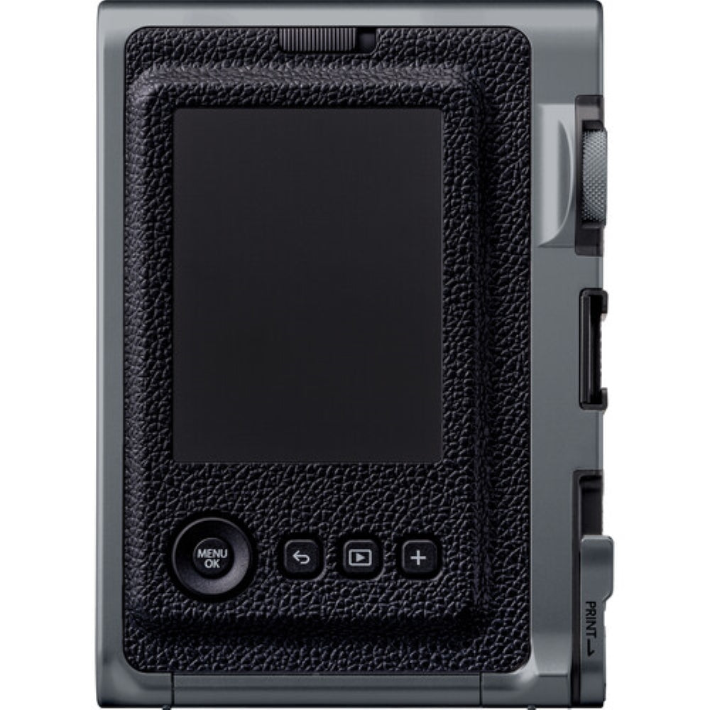 FUJIFILM INSTAX MINI EVO Limited Edition Hybrid Instant Camera | Dark Silver Bundled With (2) FUJIFILM INSTAX Mini Instant Film | 20 Exposures + Instax Mini Album, Borders, Stickers & Clips + Cleaning Cloth (5 Items)