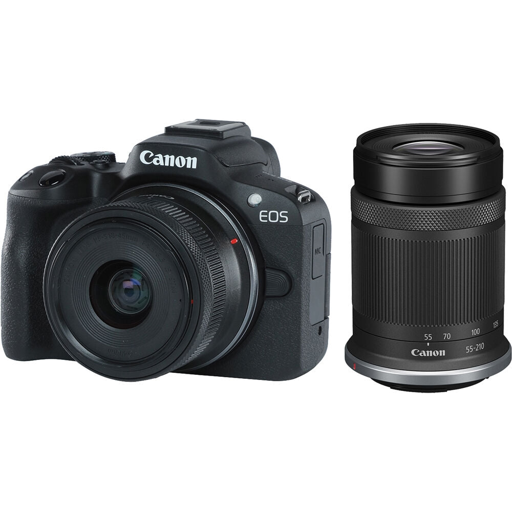 Canon EOS R50 Mirrorless Camera with 18-45mm and 55-210mm Lenses | Black