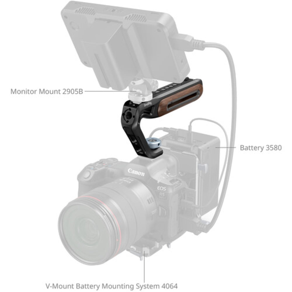 SmallRig Wooden Top Handle with Cold Shoe Mount