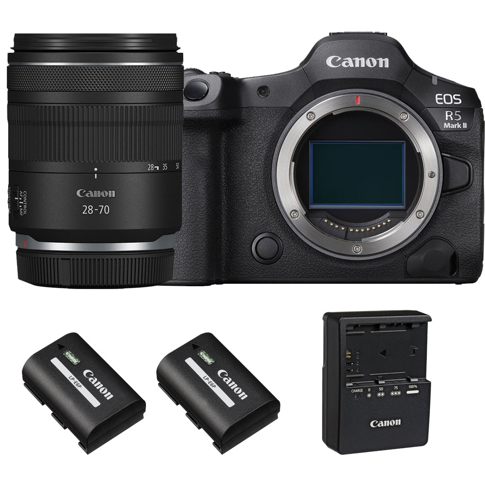 Canon EOS R5 Mark II Mirrorless Camera with Canon RF 28-70mm f/2.8 IS STM Lens & Extra Canon LP-E6P Lithium-Ion Battery