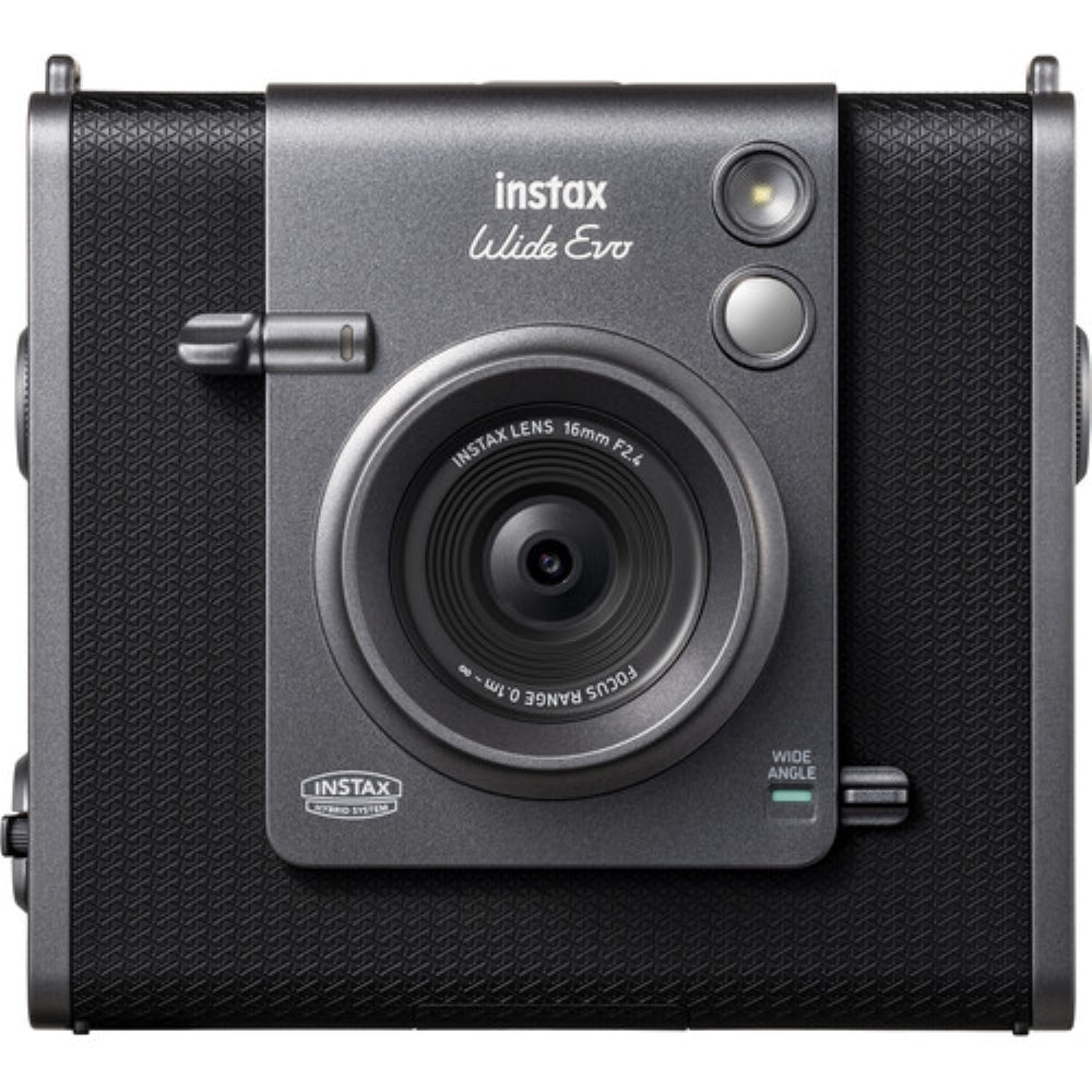 FUJIFILM INSTAX WIDE EVO Hybrid Instant Camera | Black Bundle with Black INSTAX WIDE EVO Camera Case + 20 Exposures Wide Instant Film + Wide Album & Colored Frames + Cleaning Cloth (5 Items)