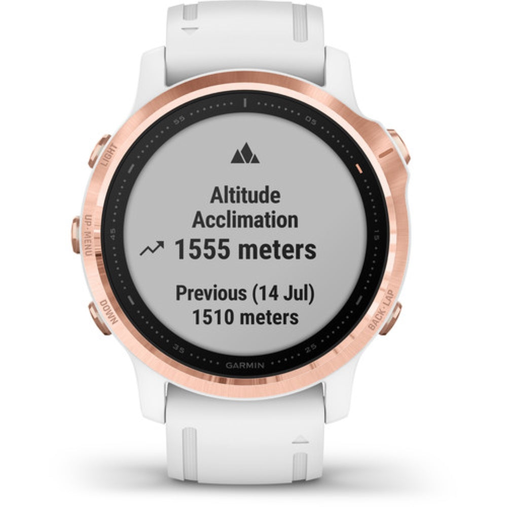 Garmin fenix 6S Multisport GPS Smartwatch | 42mm, Pro, Rose Gold-Tone / White Band