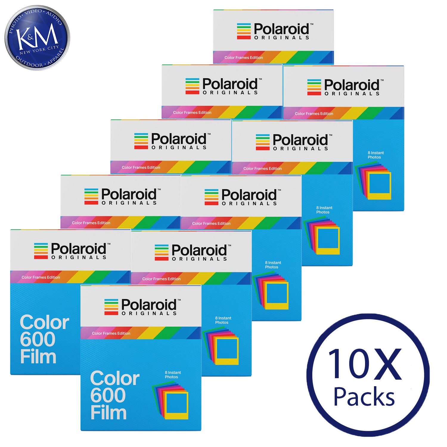 Polaroid Originals Color 600 Instant Fresh Film (Color Frames Edition, 80 Exposures) - 10 Pack