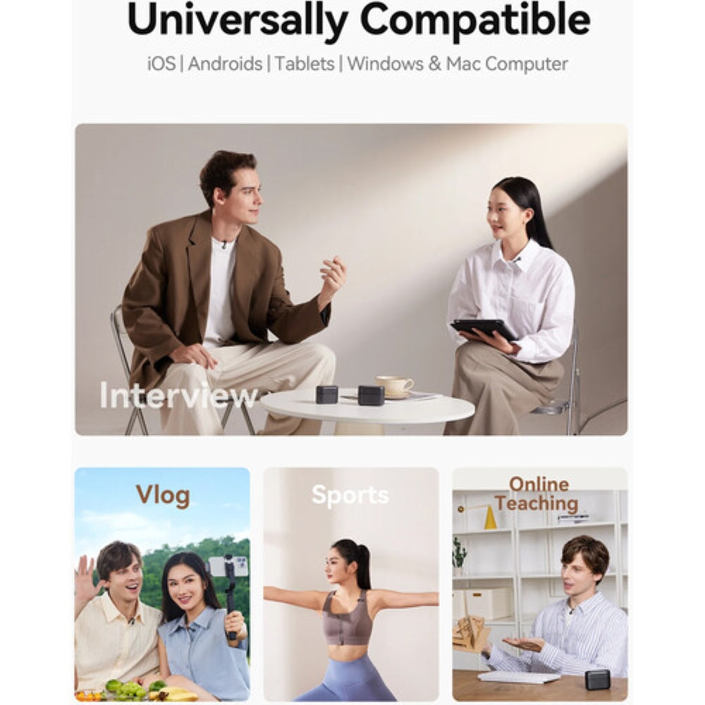 Hollyland LARK M2S DUO 2-Person Wireless Microphone System with USB-C Connector for Mobile Devices | 2.4 GHz, Space Gray