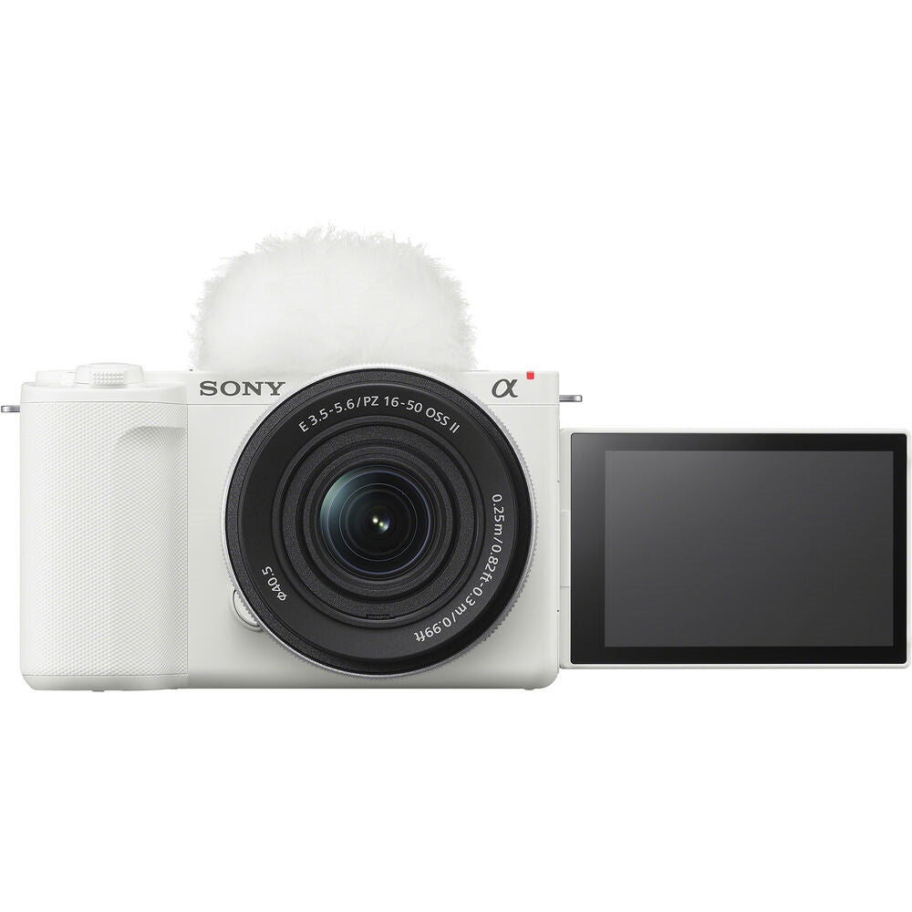 Sony ZV-E10 II Mirrorless Camera with 16-50mm Lens | White Bundle with 64GB Card + Hollyland LARK M2 DUO 2-Person Wireless Mic System + Card Reader + Charger + Camera Bag + Cleaning Kit (12 Items)