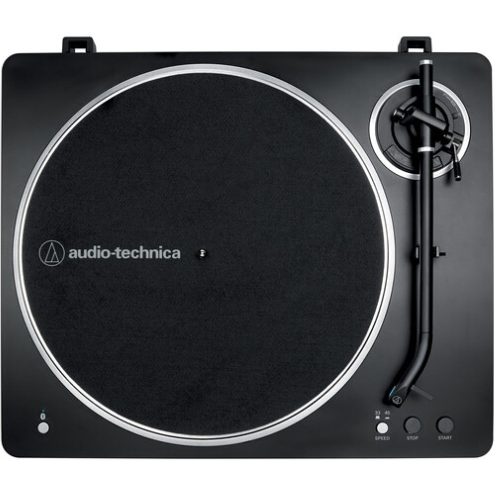 Audio-Technica AT-LP70XBT Automatic Belt-Drive Turntable with Bluetooth | Black and Silver Bundled with 3" Monitors with Bluetooth | Pair + Record Cleaning Tool & Record Cover Stand + Cloth (4 Items)