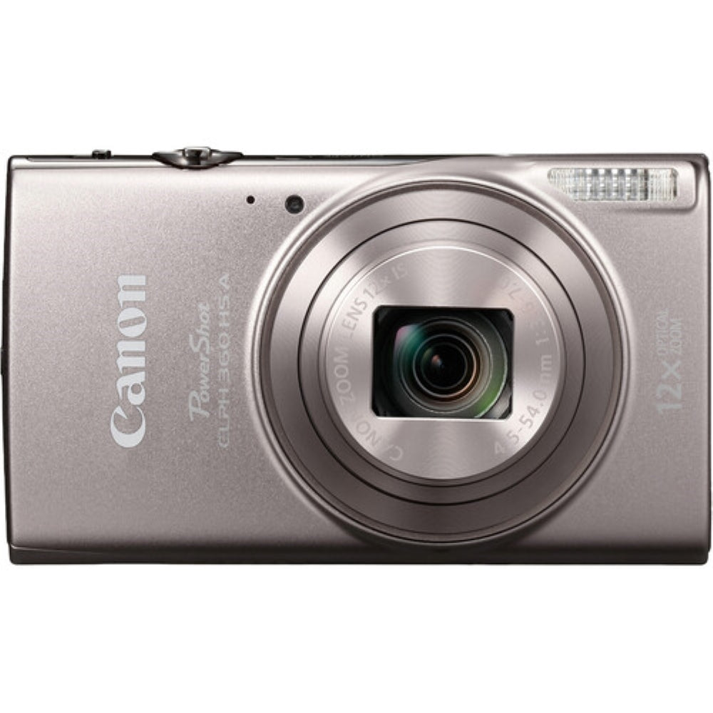 Canon PowerShot ELPH 360 HS A Digital Camera | Silver Bundle with 64GB Memory Card + Wrist Strap + Digital Camera Pouch (4 Items)