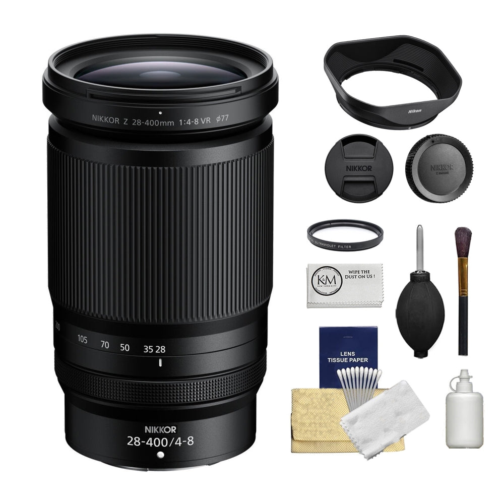Nikon NIKKOR Z 28-400mm f/4-8 VR Lens Bundled with UV Filter + 6-Piece Cleaning Kit + Cleaning Cloth (4 Items)
