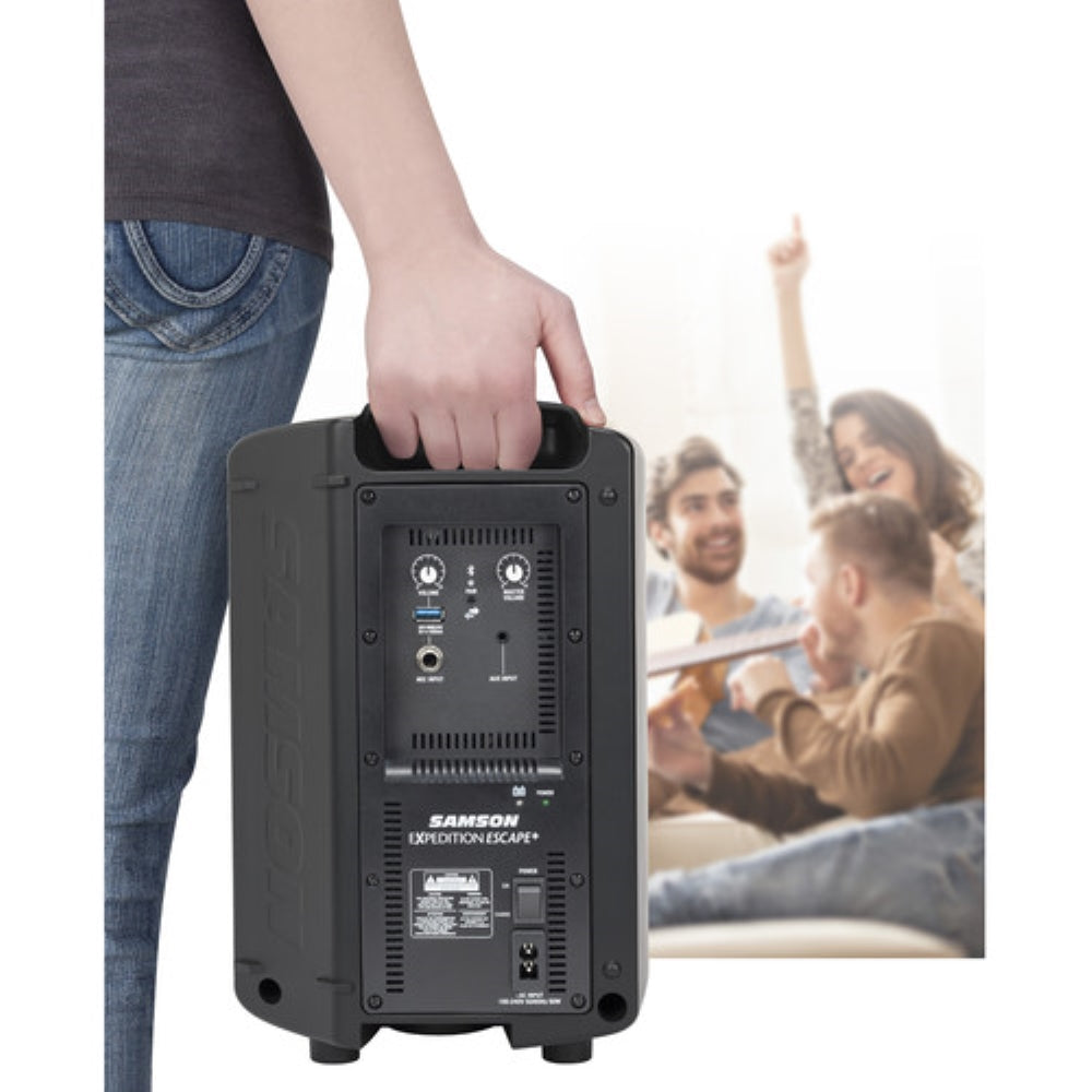 Samson AirLine 77 AH7 Wireless Fitness Headset Microphone System | K1: 489.050 MHz with Samson Expedition Escape+ 6 Portable PA System + Colorful Mic Windscreens + 4 x AAA Batteries + Cloth (5 Items)