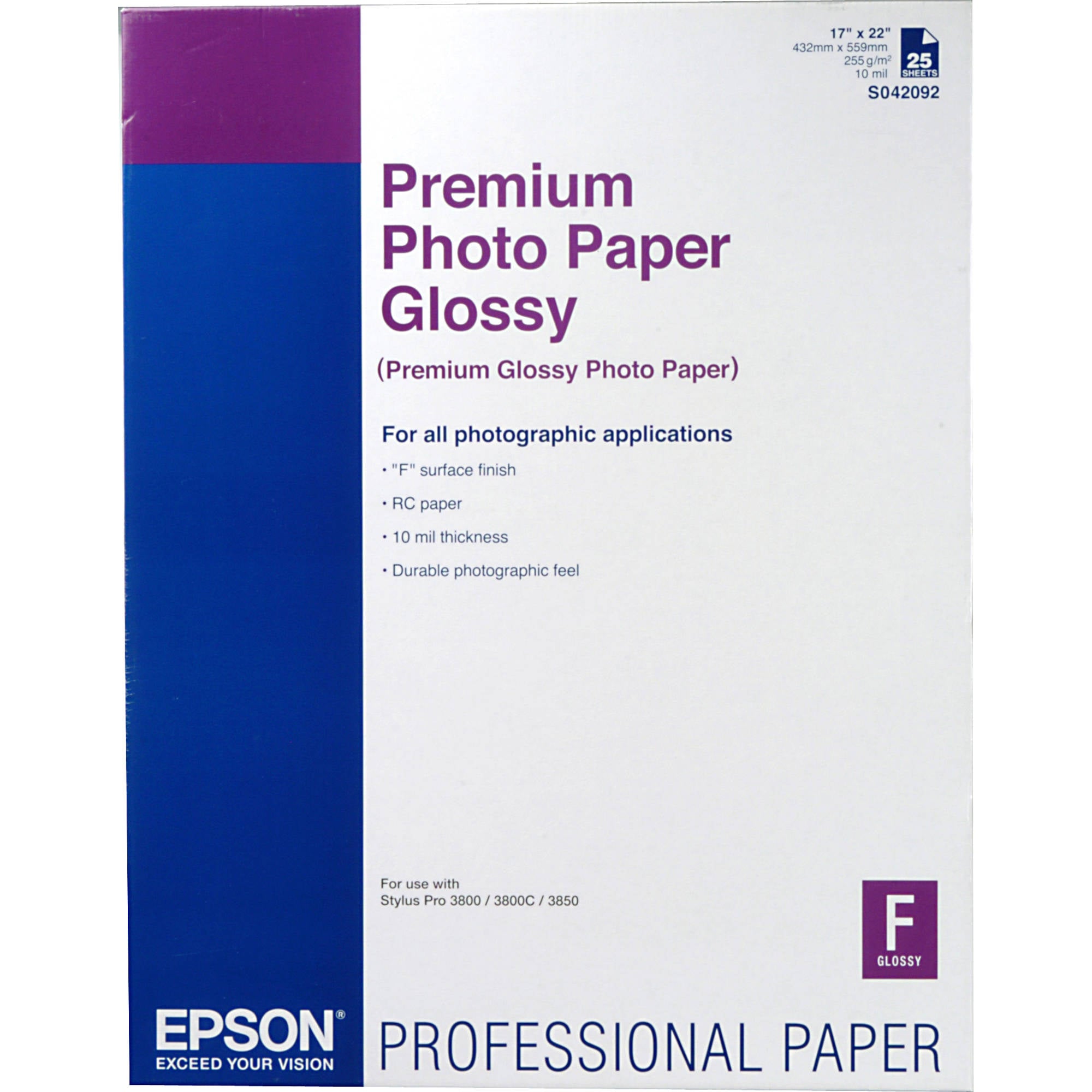 Epson Premium Glossy Photo Paper | 17 x 22", 25 Sheets