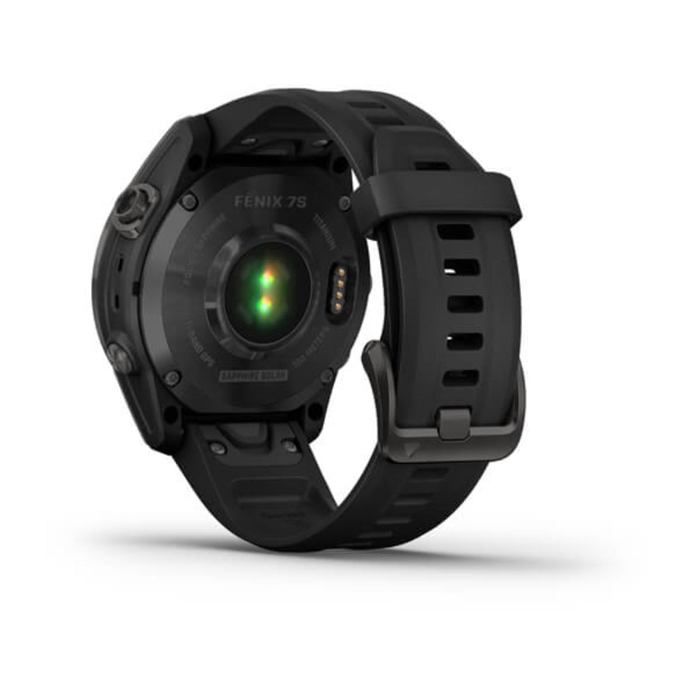 Garmin fenix 7S Sapphire Solar GPS Watch | Carbon Gray DLC Titanium with Black Band